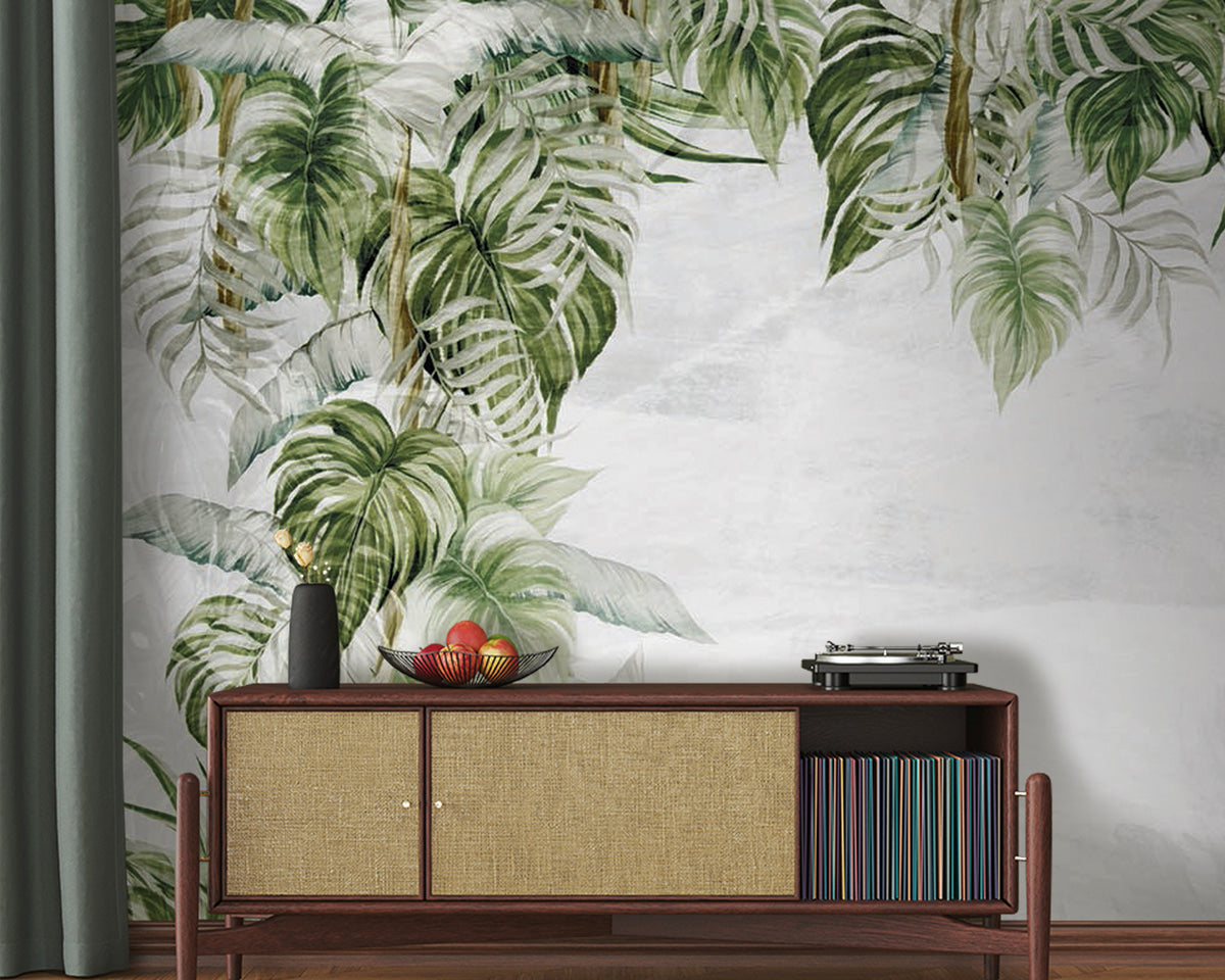 Papier peint Sous les feuilles tropicales