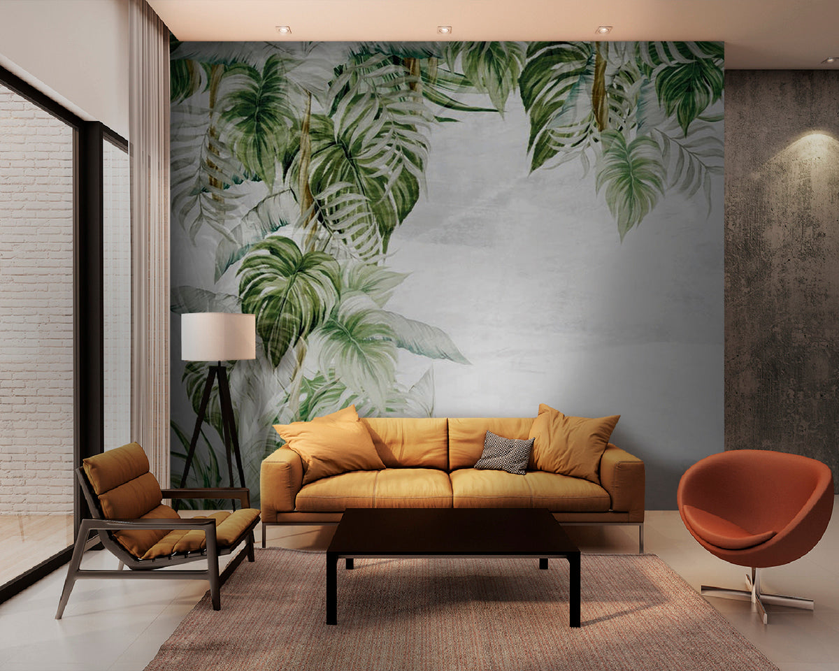 Papier peint Sous les feuilles tropicales