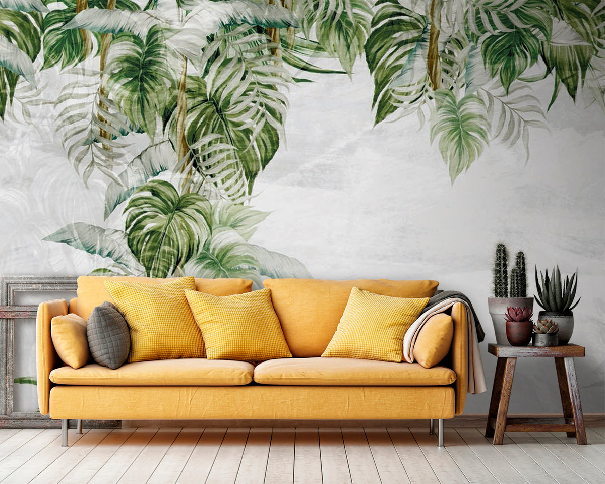 Papier peint Sous les feuilles tropicales