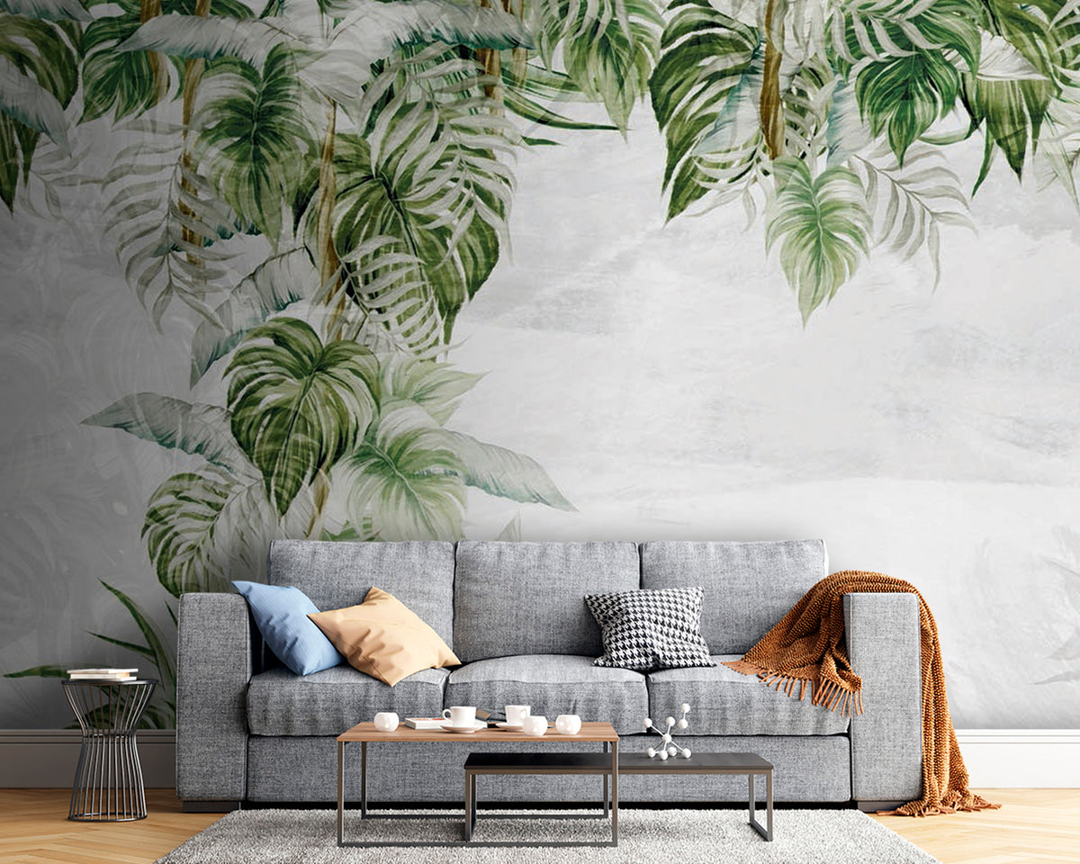 Papier peint Sous les feuilles tropicales
