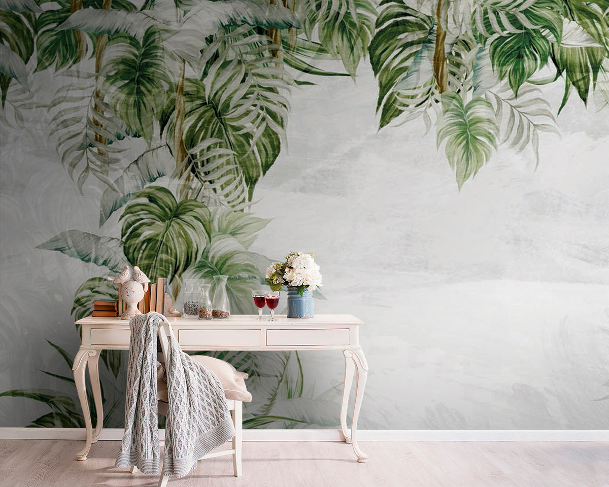 Papier peint Sous les feuilles tropicales