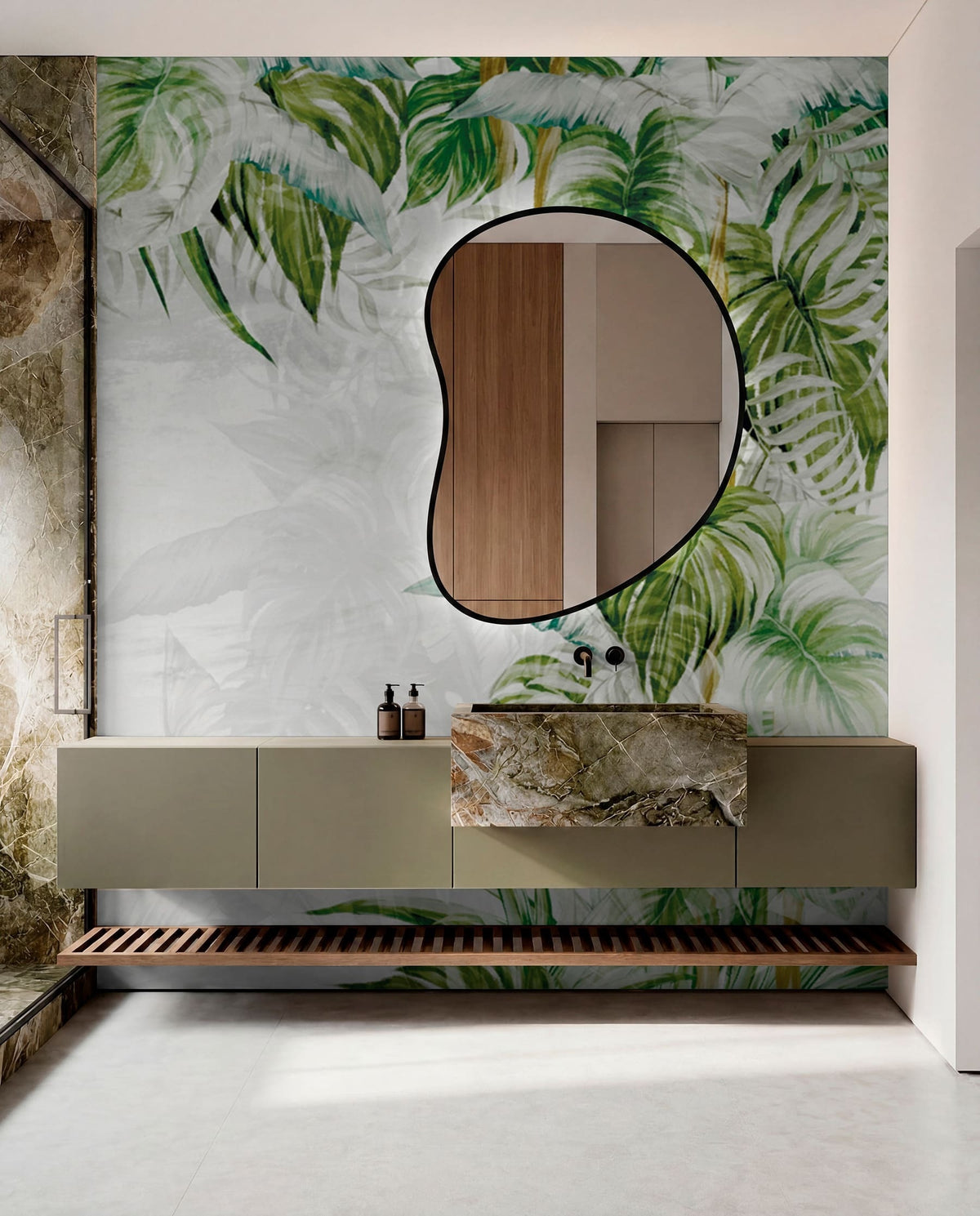 Papier peint Sous les feuilles tropicales