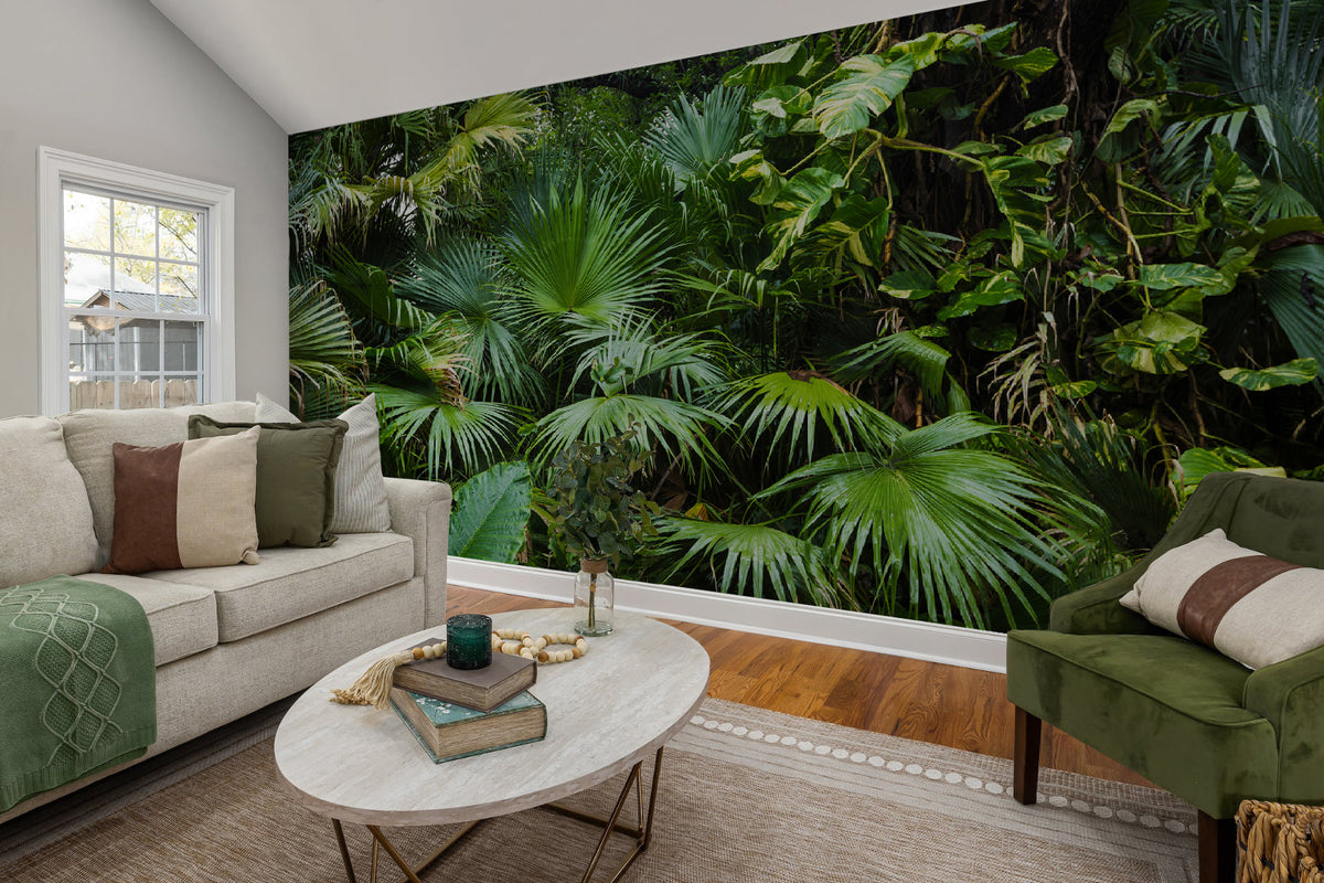 Papier peint Feuilles de jungle luxuriante