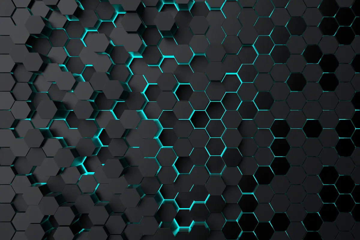 Papier peint Alvéoles néon turquoise