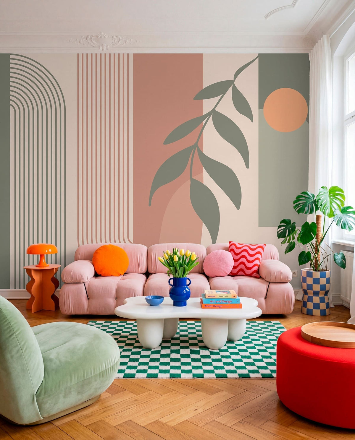 Papier peint Arches et rameaux feuillus