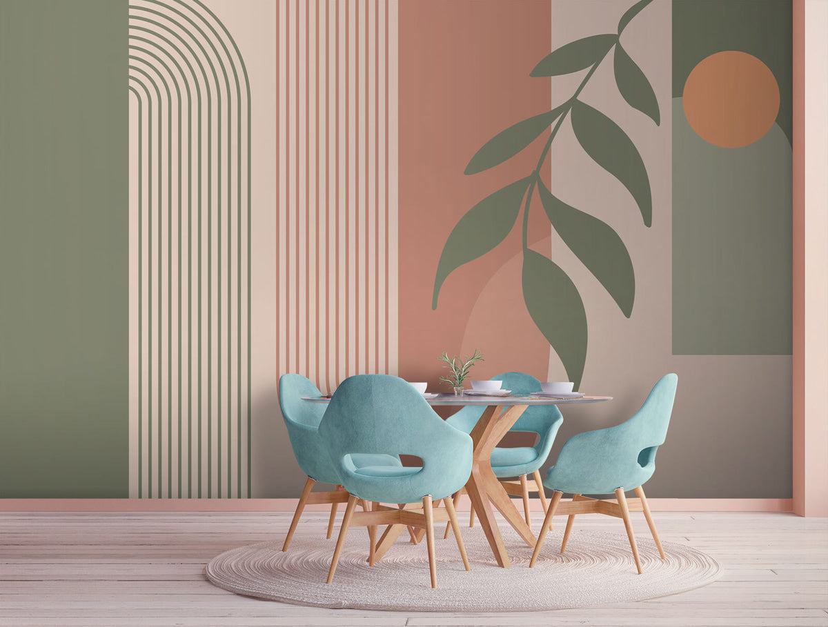 Papier peint Arches et rameaux feuillus