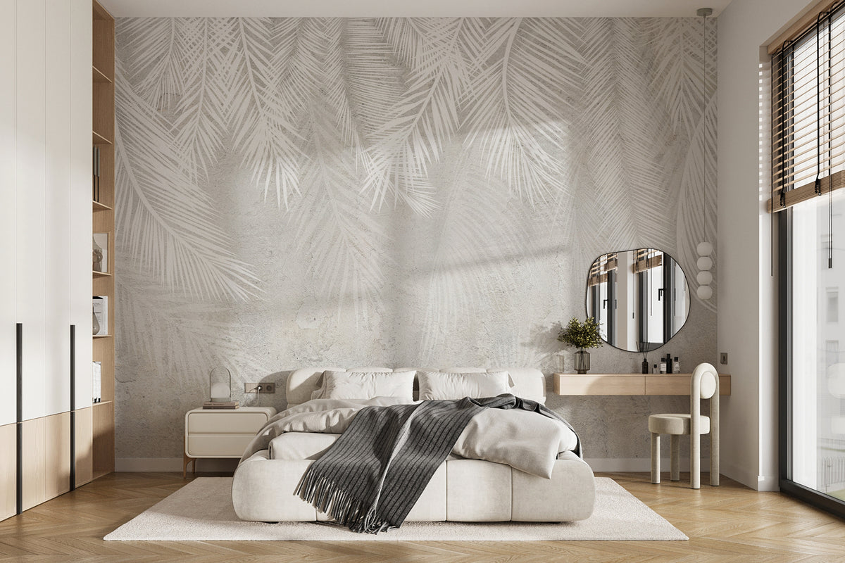Papier peint Palmes blanches