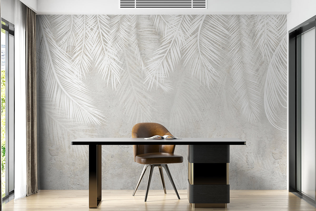 Papier peint Palmes blanches
