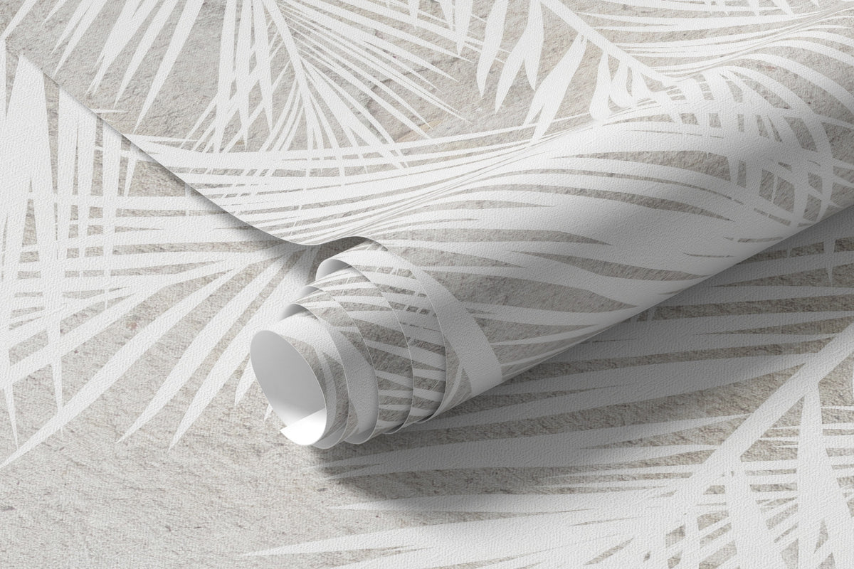 Papier peint Palmes blanches