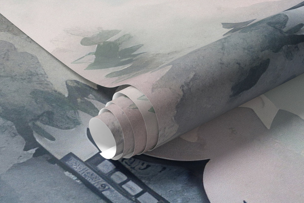 Papier peint Baie entre rose et bleu