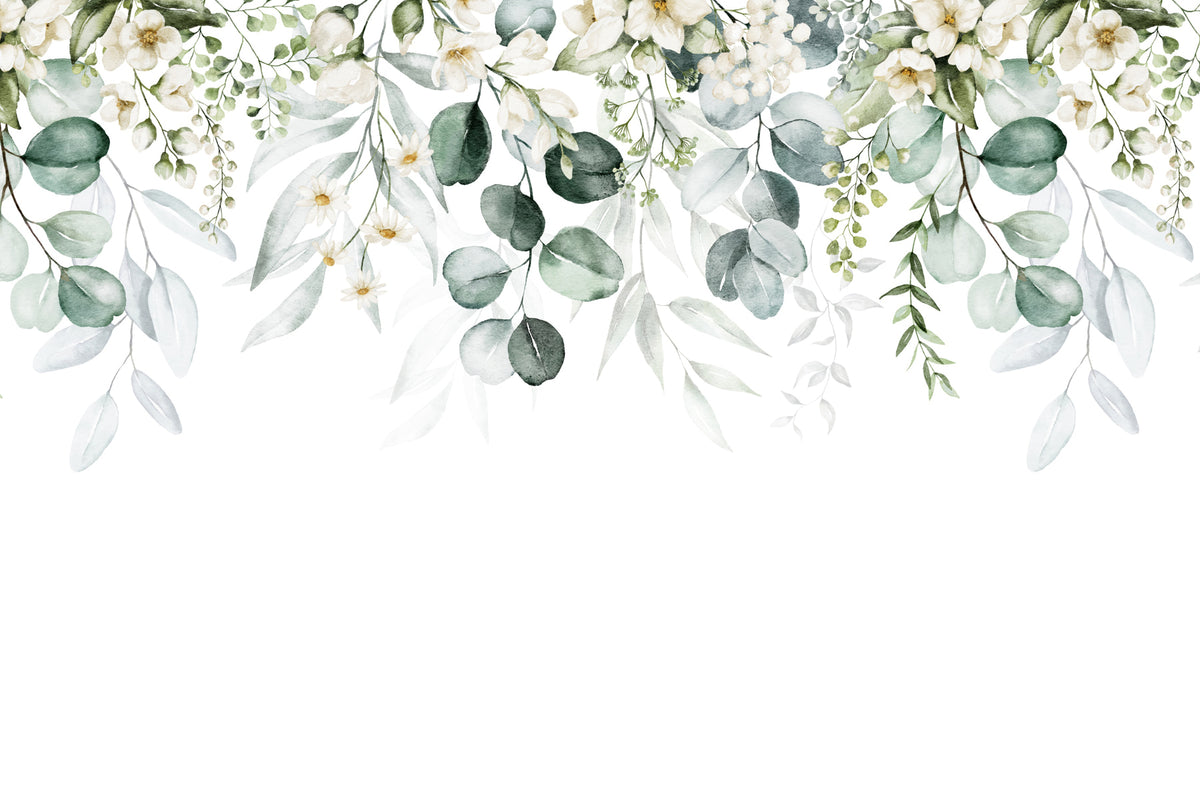 Papier peint Guirlande de fleurs blanches