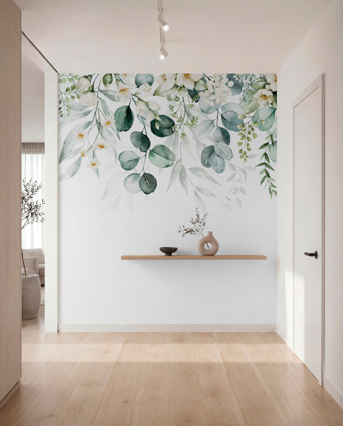 Papier peint Guirlande de fleurs blanches