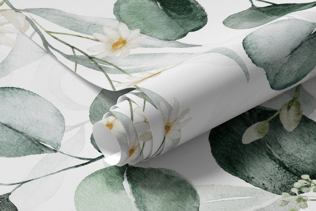 Papier peint Guirlande de fleurs blanches