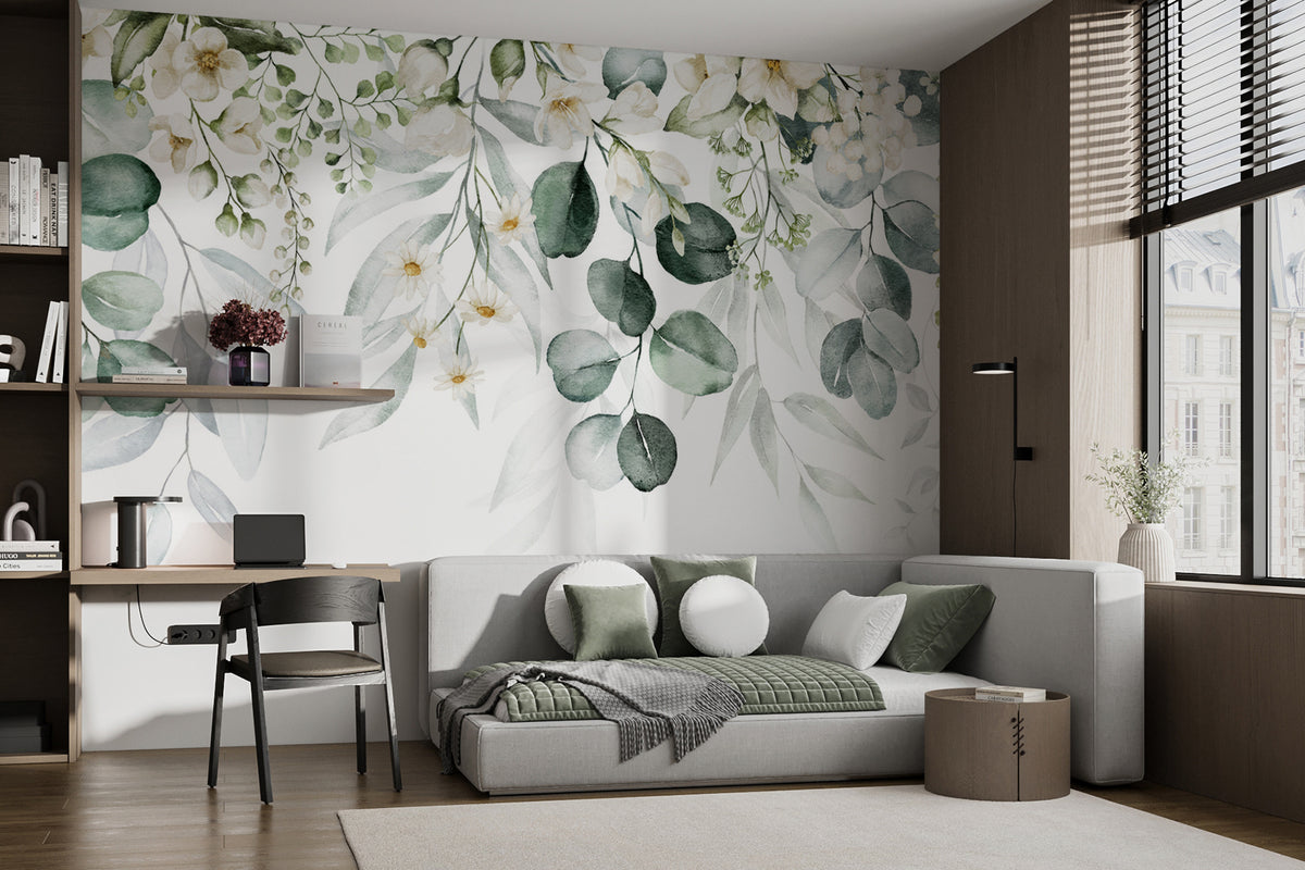 Papier peint Guirlande de feuilles rondes