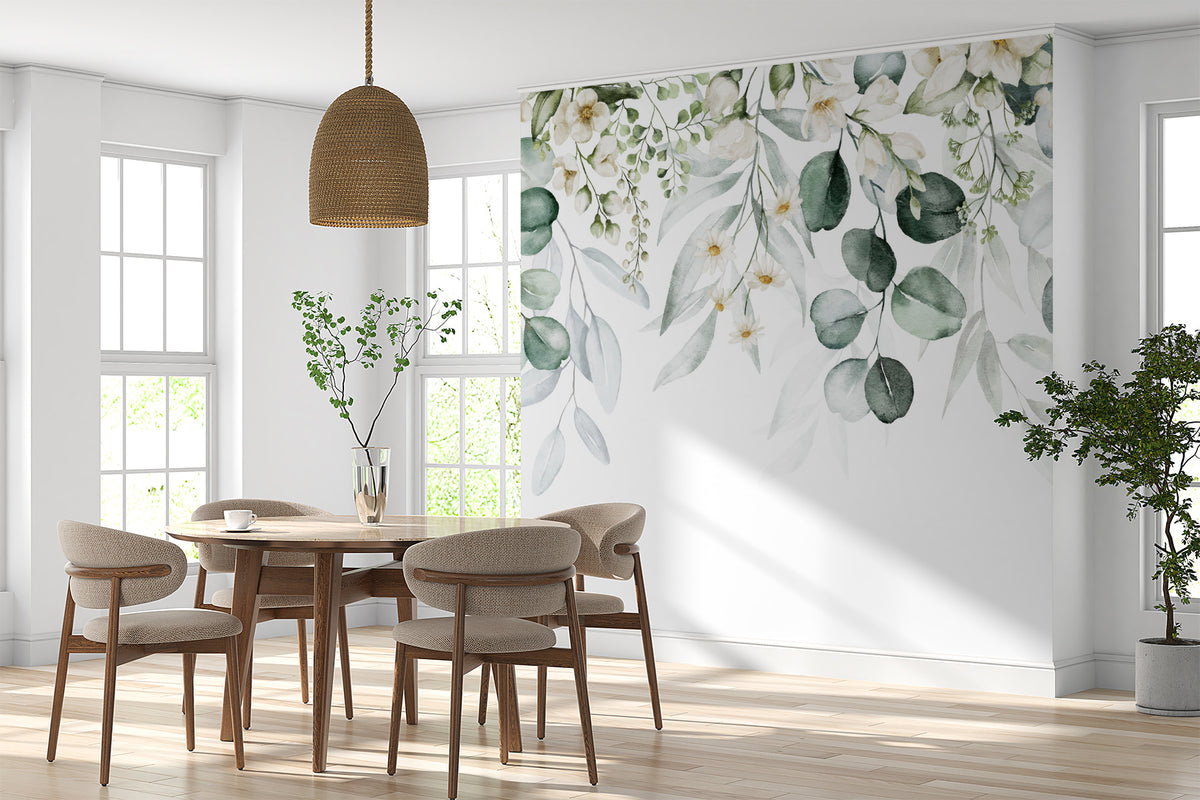 Papier peint Guirlande de feuilles rondes