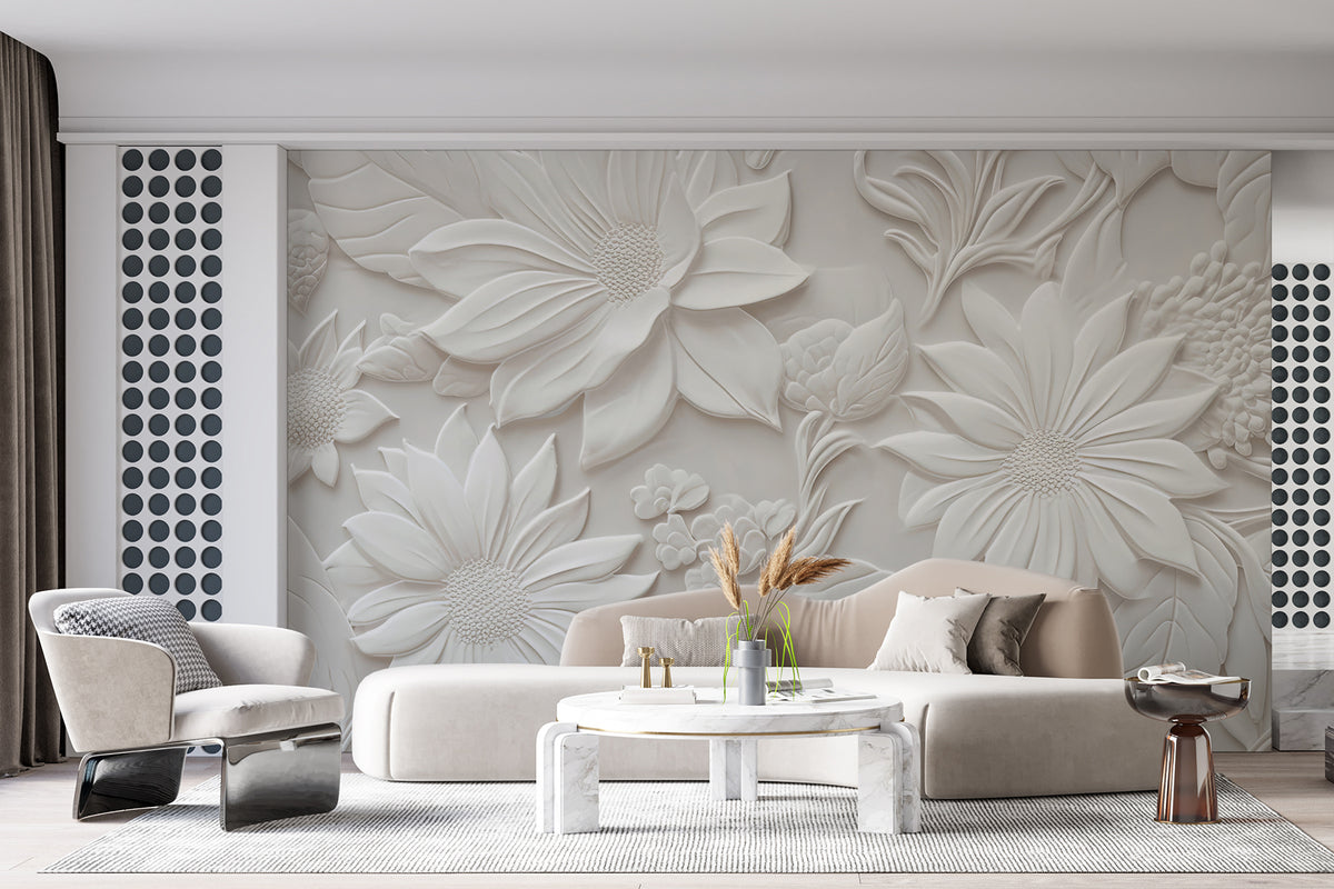 Papier peint Fleurs en relief