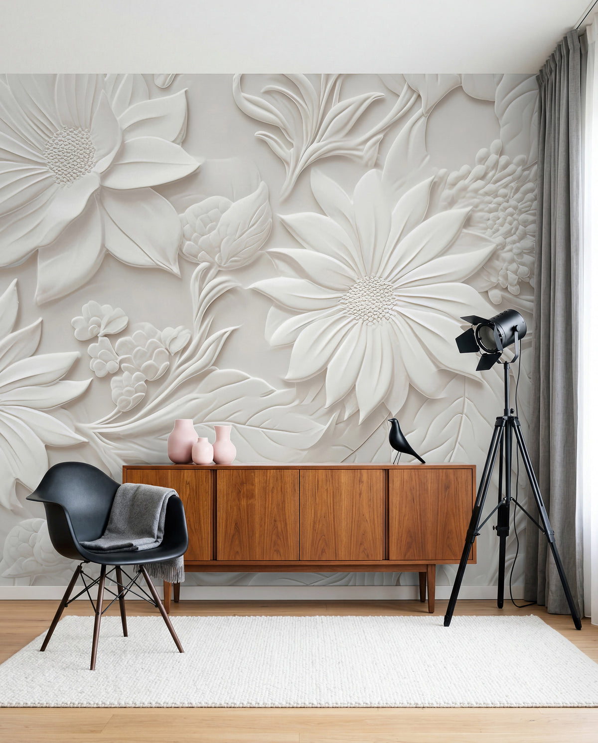 Papier peint Fleurs en relief