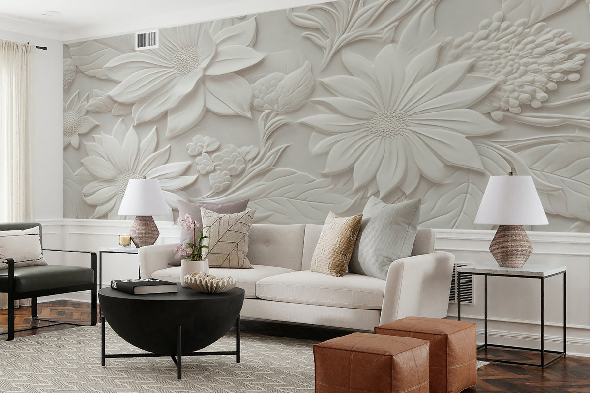 Papier peint Fleurs en relief