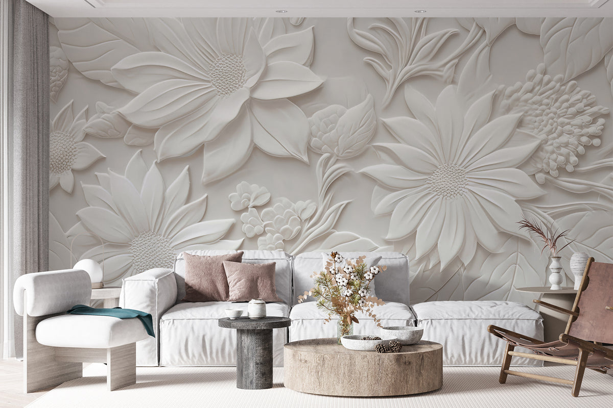 Papier peint Fleurs en relief