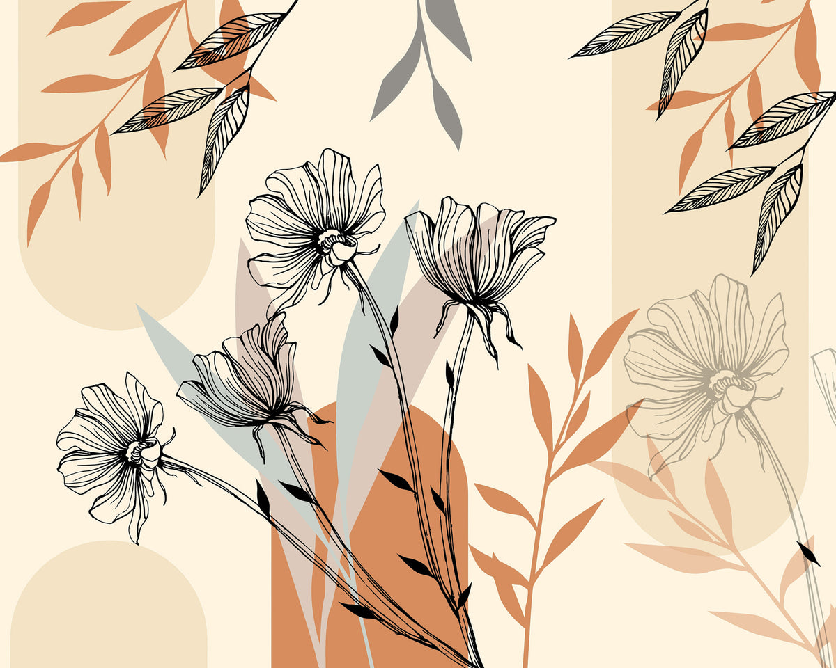 Papier peint Fleurs des prés au trait chaud