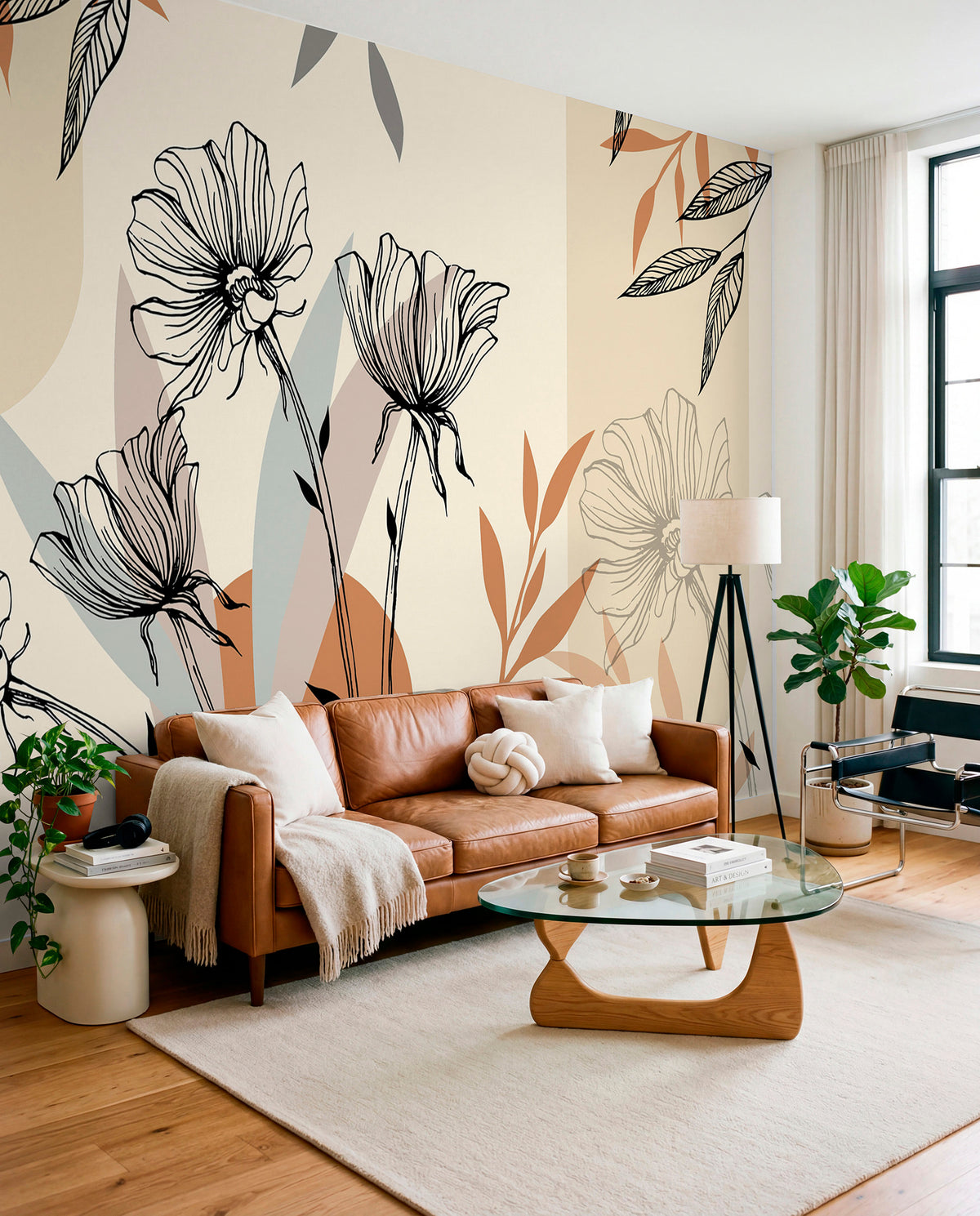 Papier peint Fleurs des prés au trait chaud