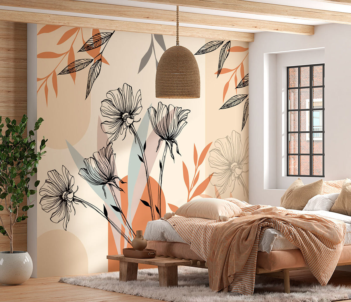 Papier peint Fleurs des prés au trait chaud