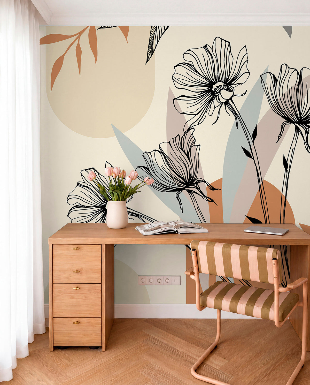 Papier peint Fleurs des prés au trait chaud
