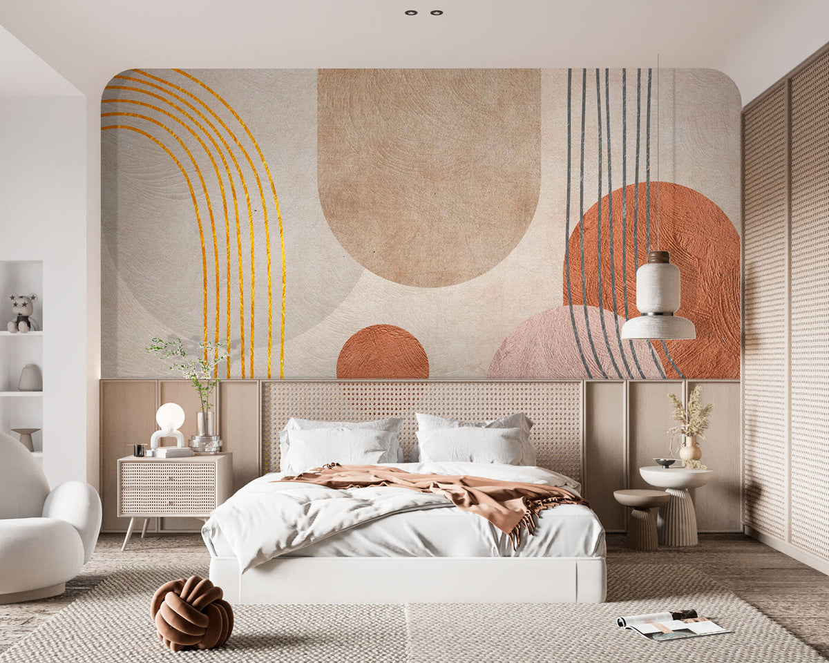 Papier peint Arcs ocre et argile — mise en situation