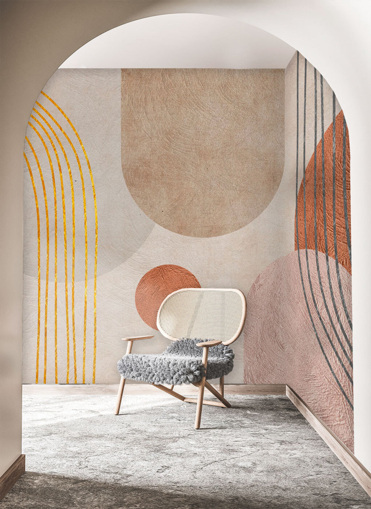 Papier peint Arcs ocre et argile