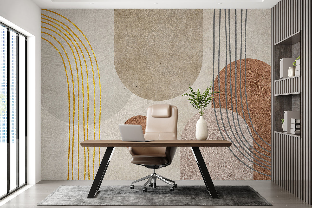 Papier peint Arcs ocre et argile