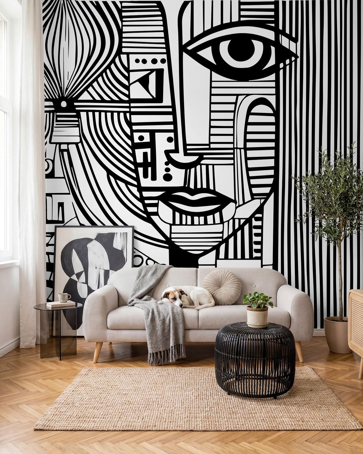 Papier peint Portrait en lignes
