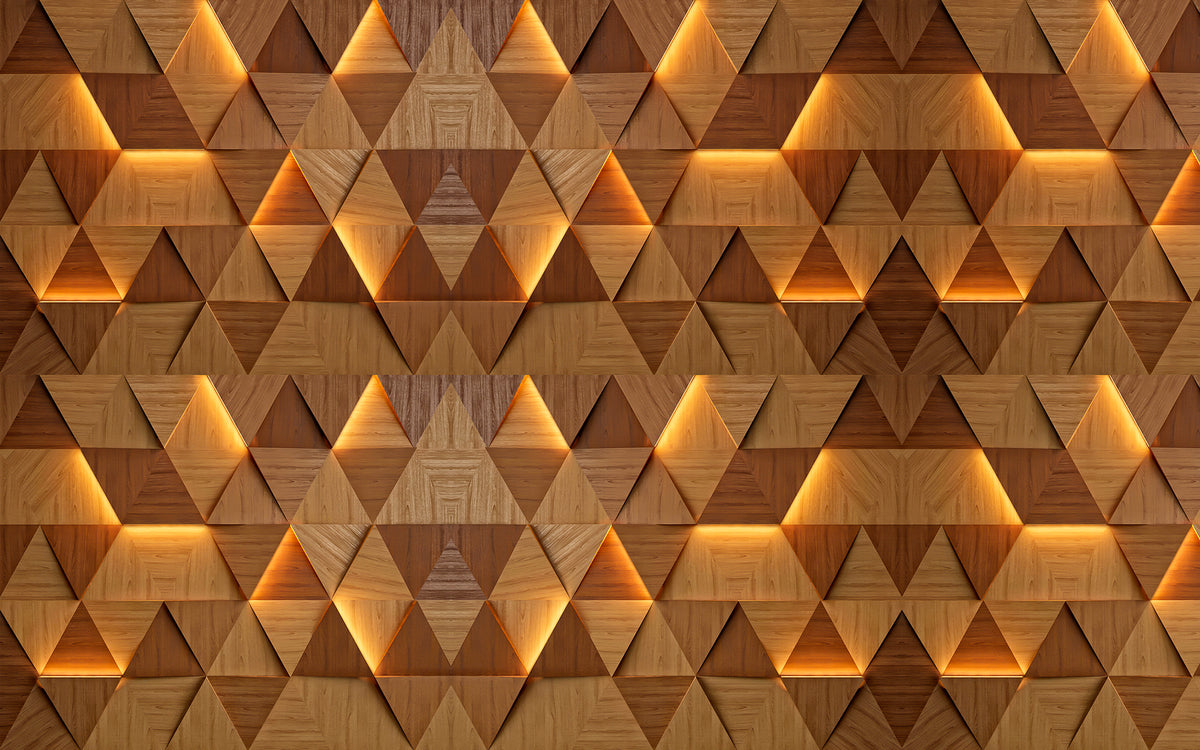 Papier peint Triangles de bois couleur miel