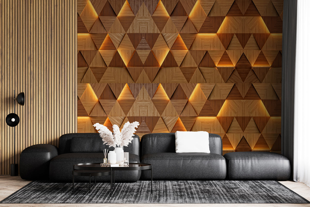 Papier peint Triangles de bois couleur miel
