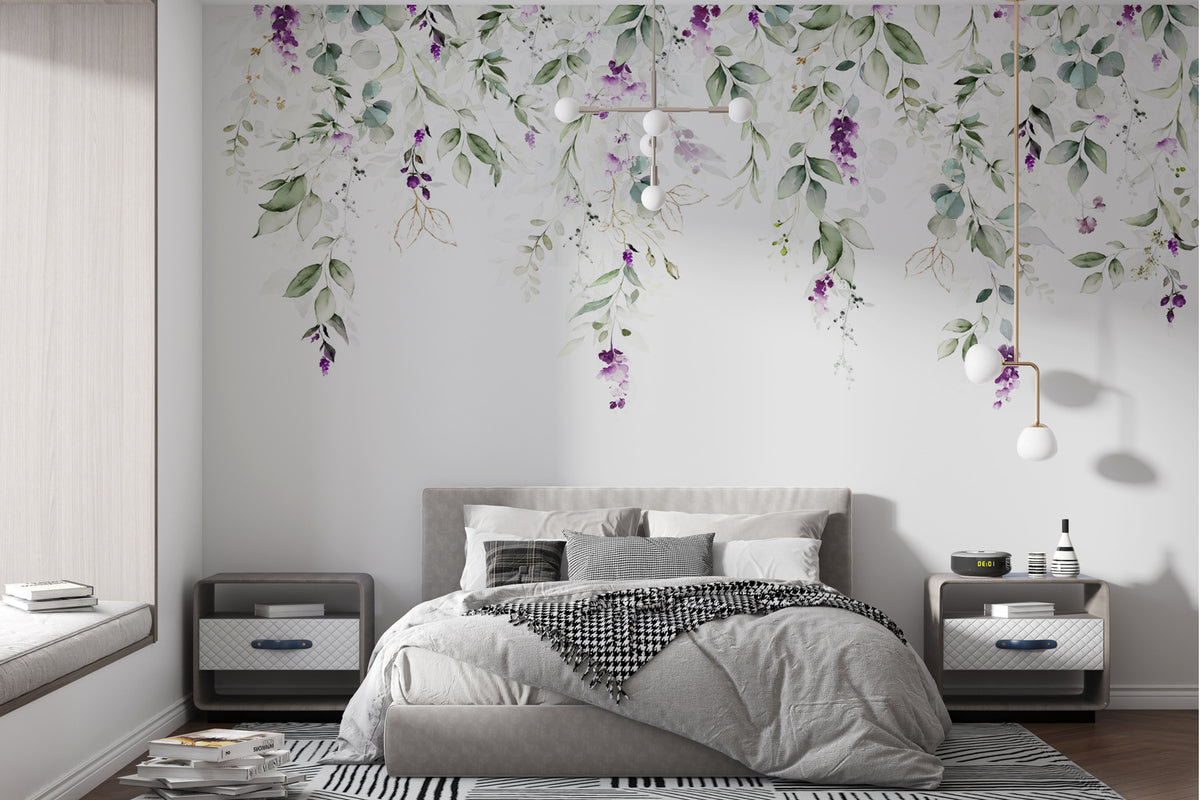 Papier peint Floraison violette retombante