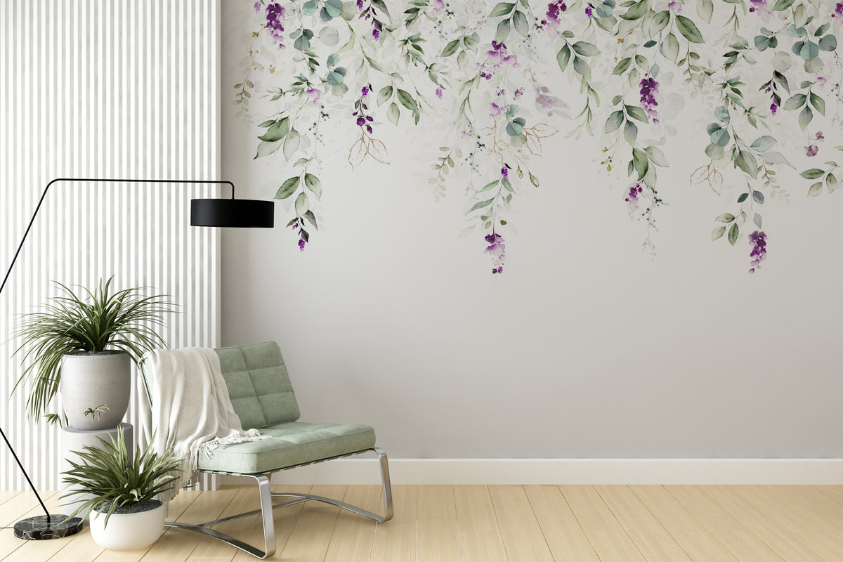 Papier peint Floraison violette retombante