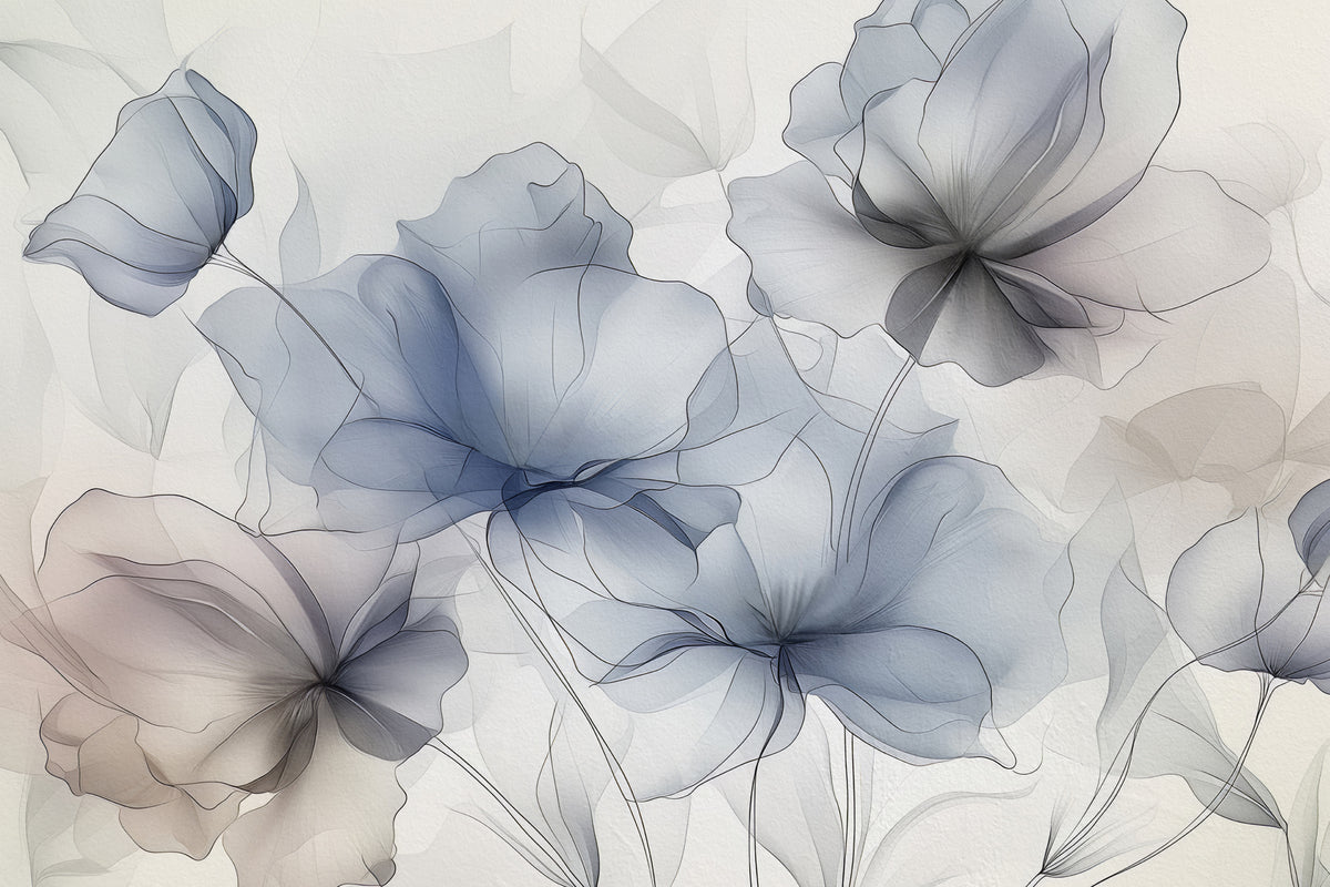 Papier peint Pétales bleu fumé