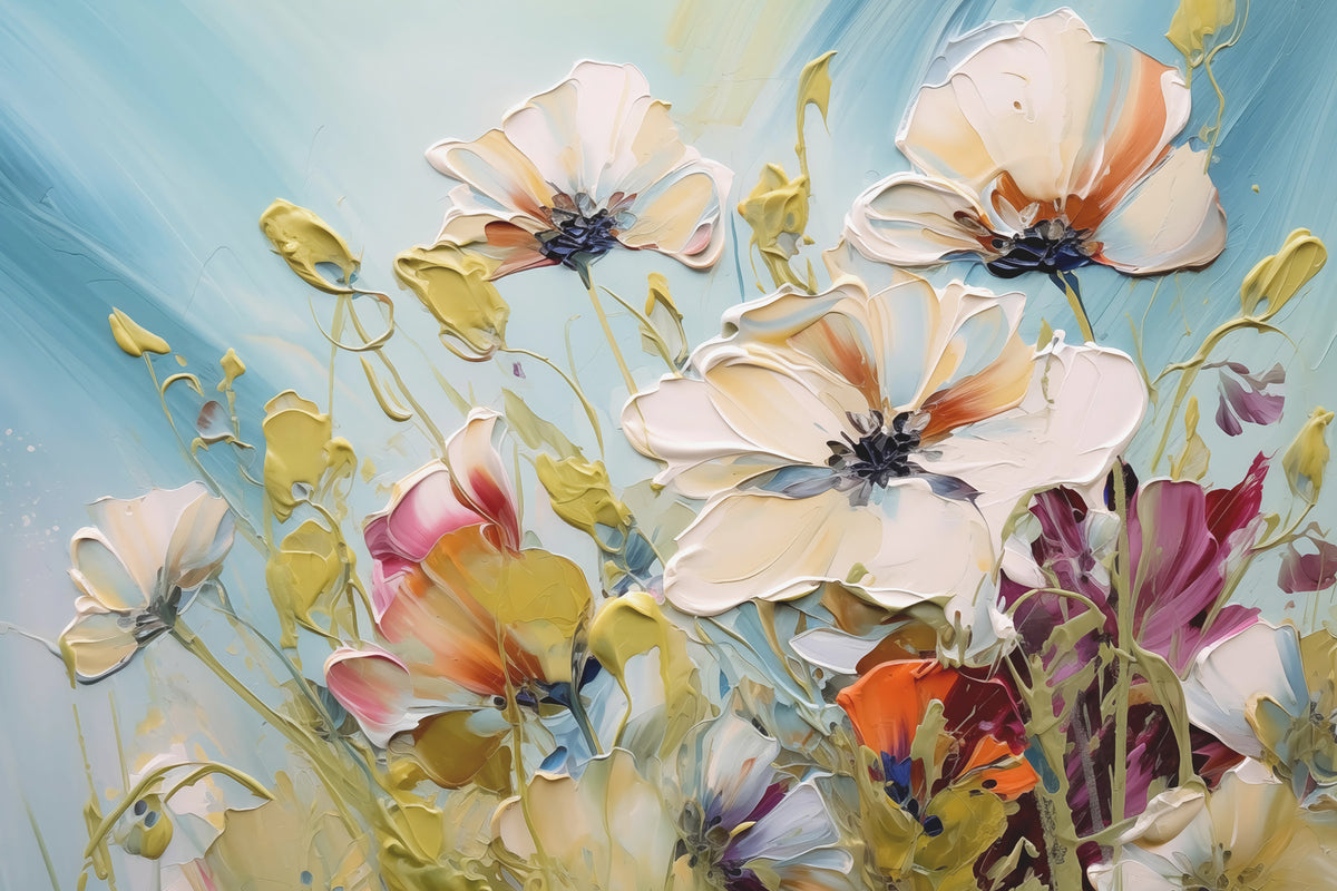 Papier peint Pavots en touches de couleur