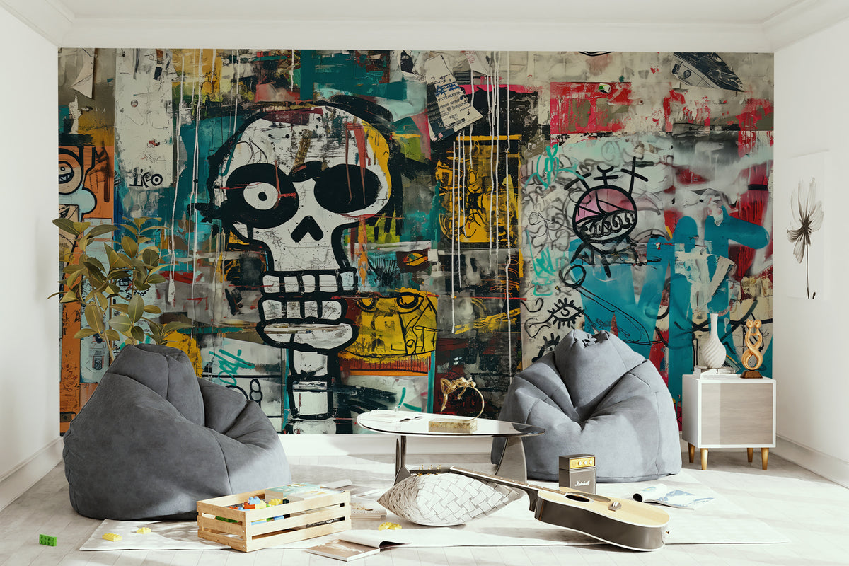 Papier peint Crâne en graffiti