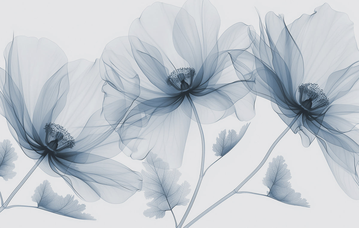 Papier peint Fleurs bleu encre