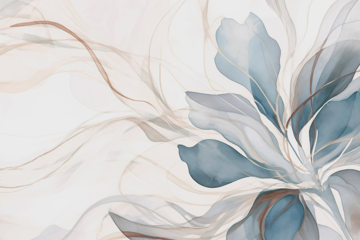Papier peint Floraison bleue — mise en situation