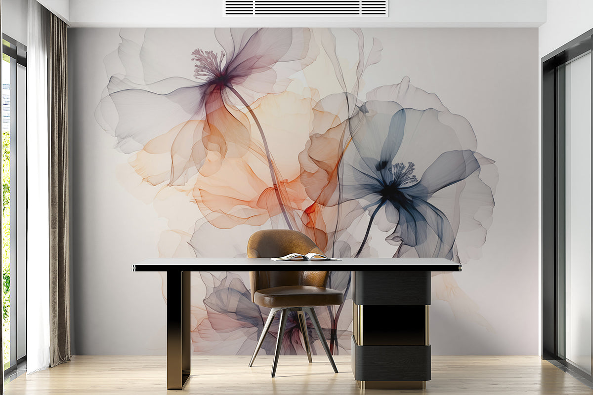 Papier peint Fleurs translucides