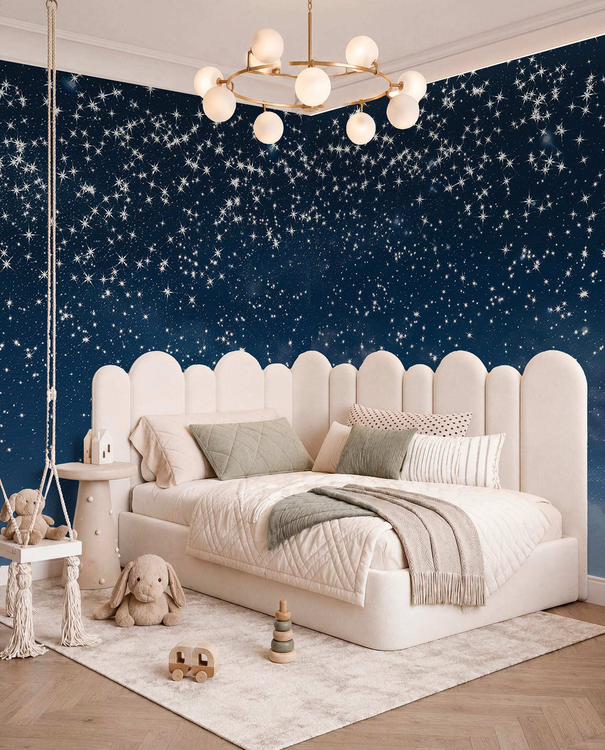 Papier peint Pluie d’étoiles en bleu