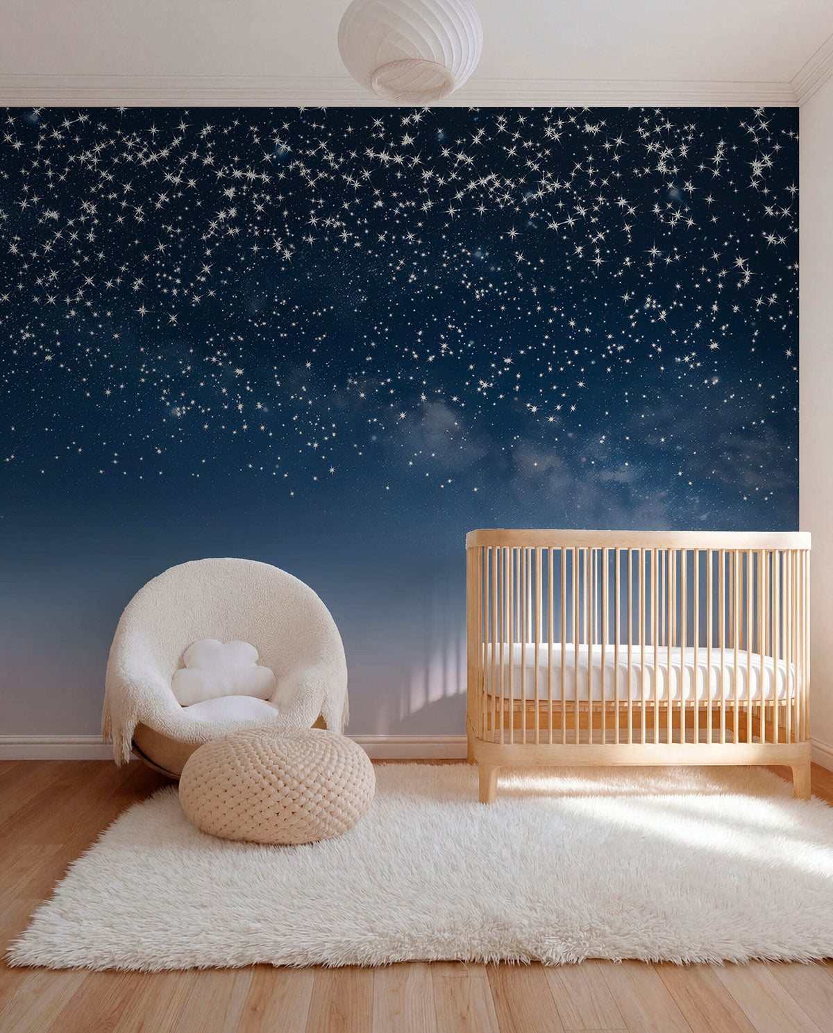 Papier peint Pluie d’étoiles en bleu