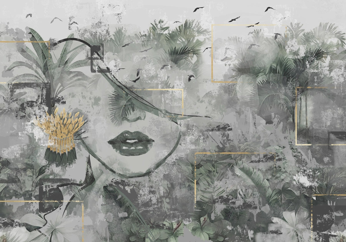 Papier peint Portrait sous les palmiers