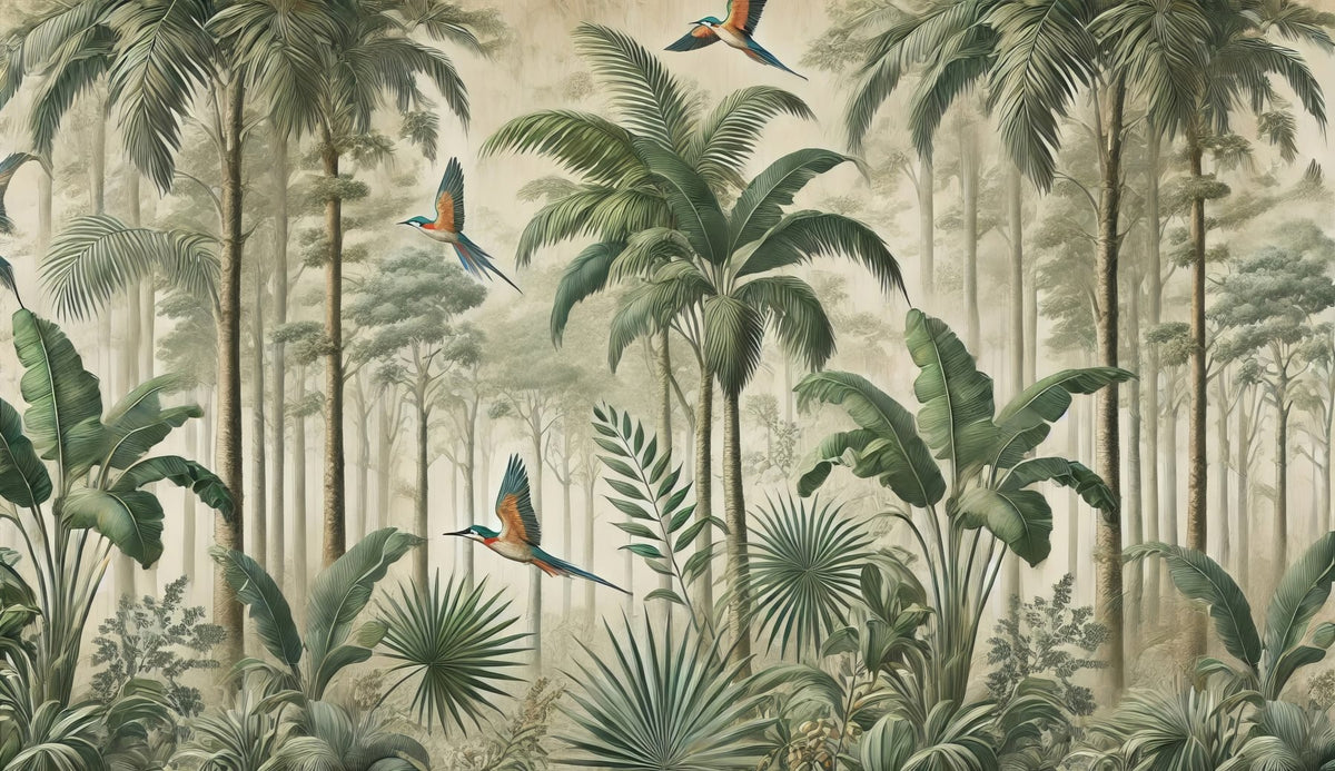 Papier peint Perroquets dans les palmiers