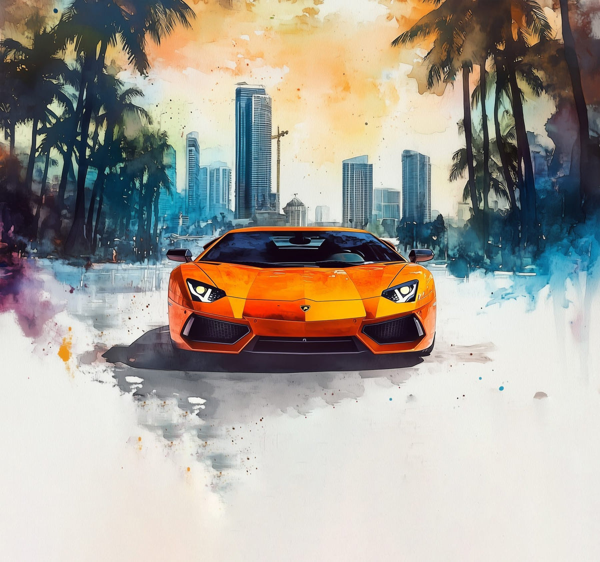 Papier peint Voiture de sport orange peinte