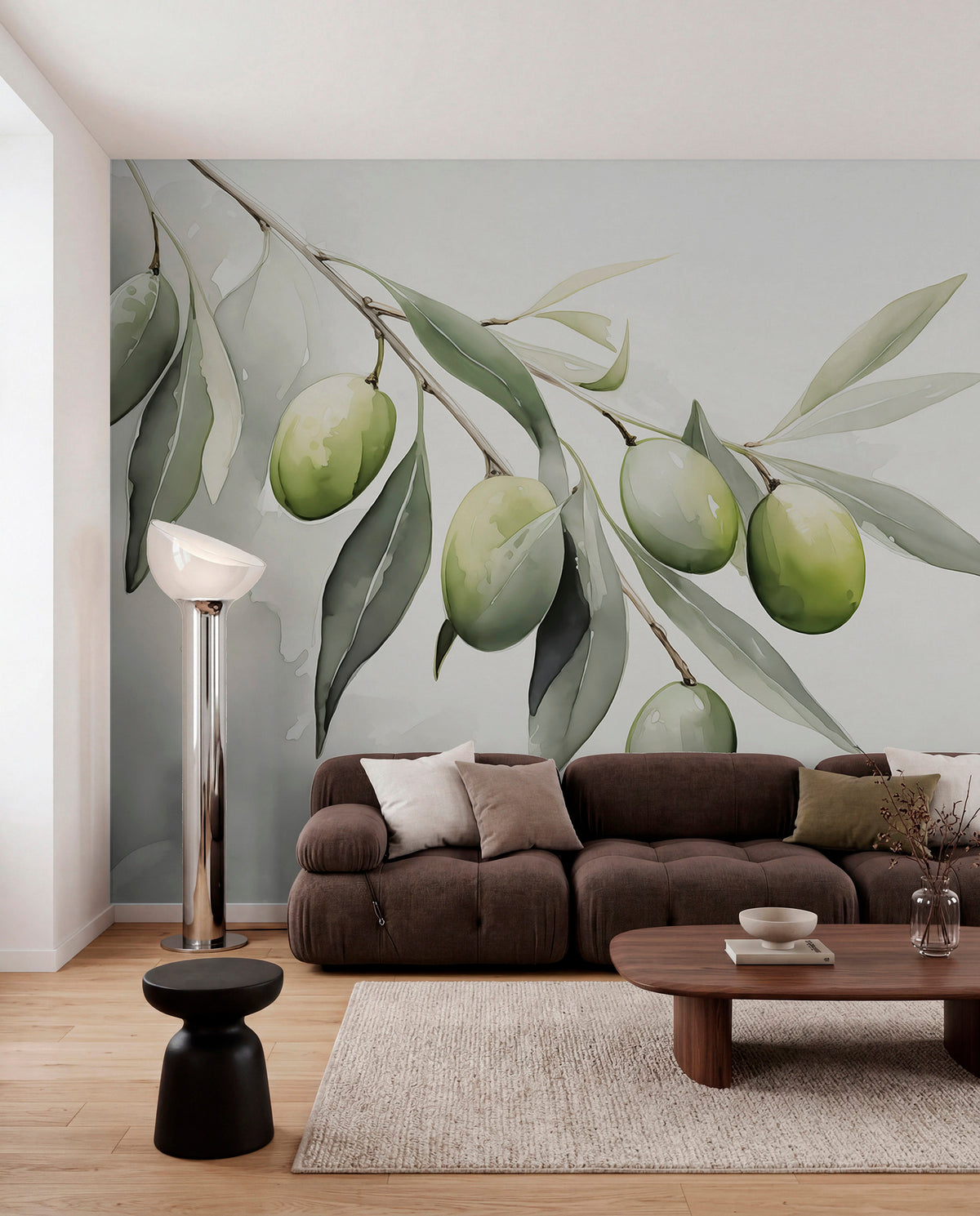 Papier peint Branche d’olives vertes