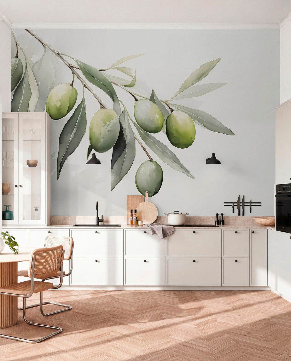 Papier peint Branche d’olives vertes