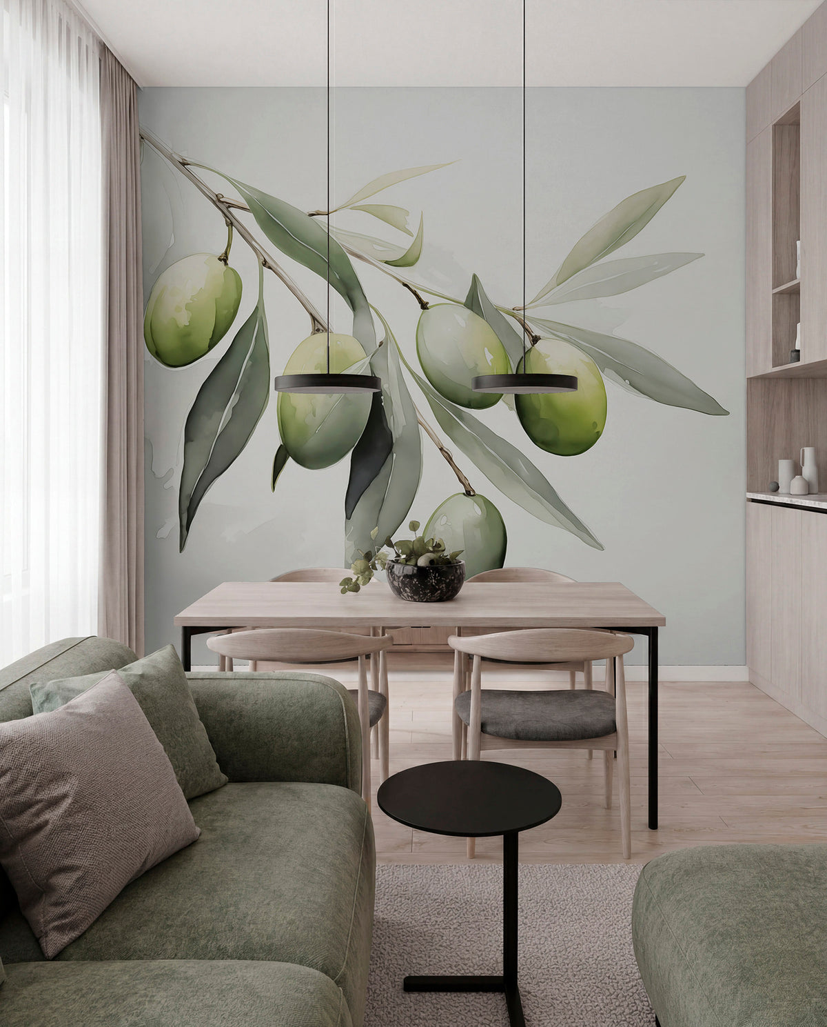 Papier peint Branche d’olives vertes