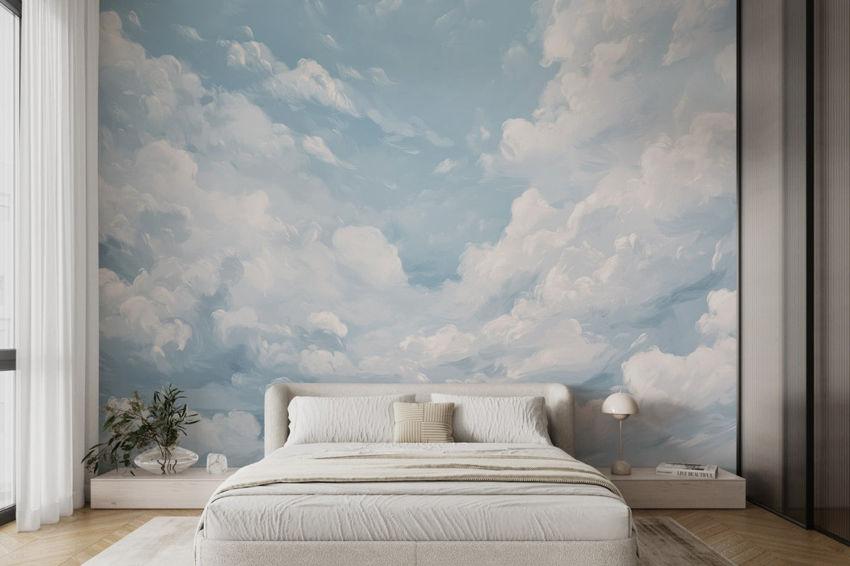 Papier peint Nuages dans un bleu pictural
